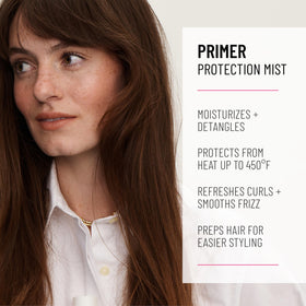 Hairstory Primer mist spraying to show fine coverage and easy application
