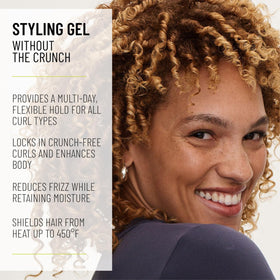 Hairstory gel texture close-up revealing smooth, non-crunch formula