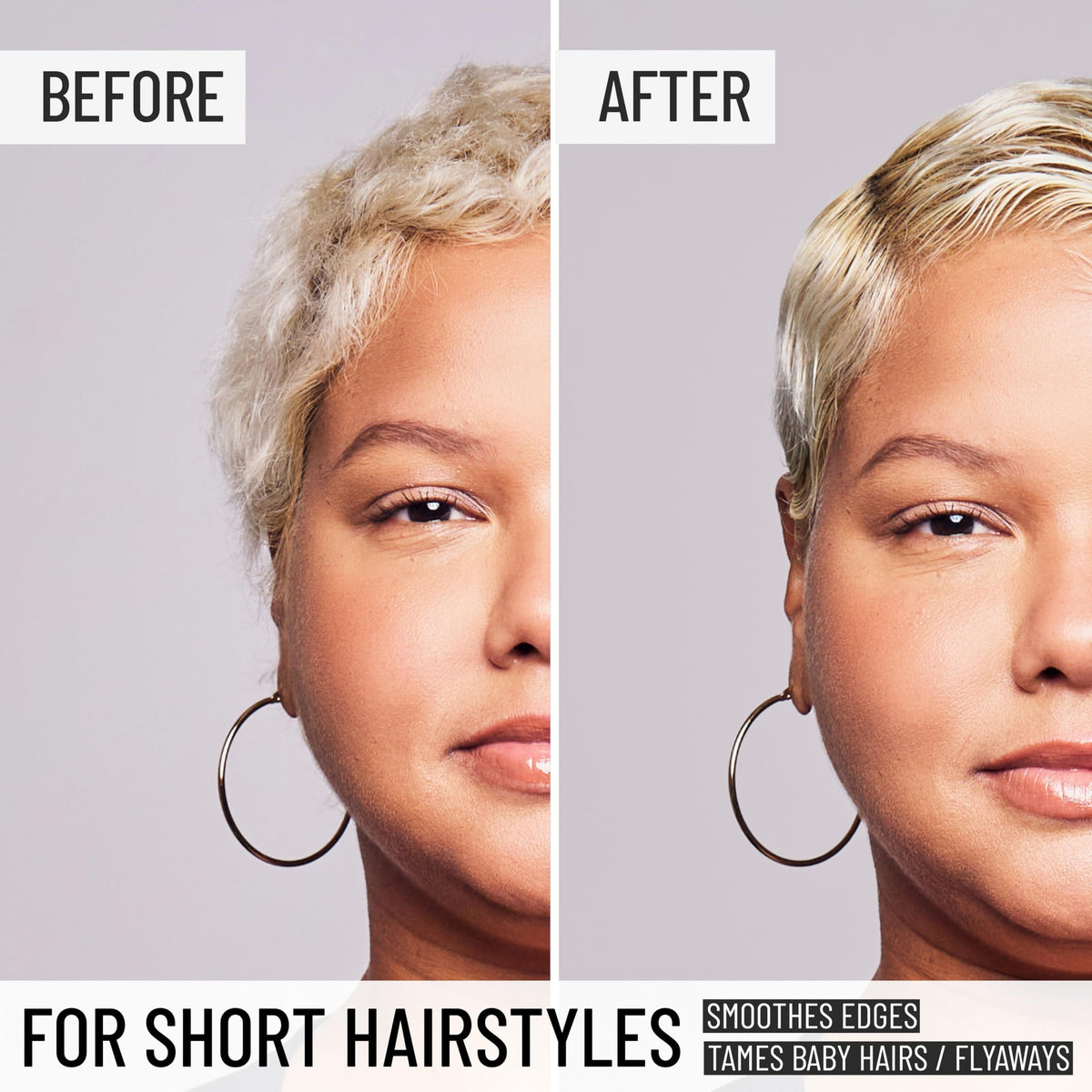 Hairstory smoothing hairline edges with a tiny amount for polished finish