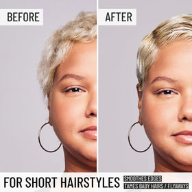 Hairstory smoothing hairline edges with a tiny amount for polished finish