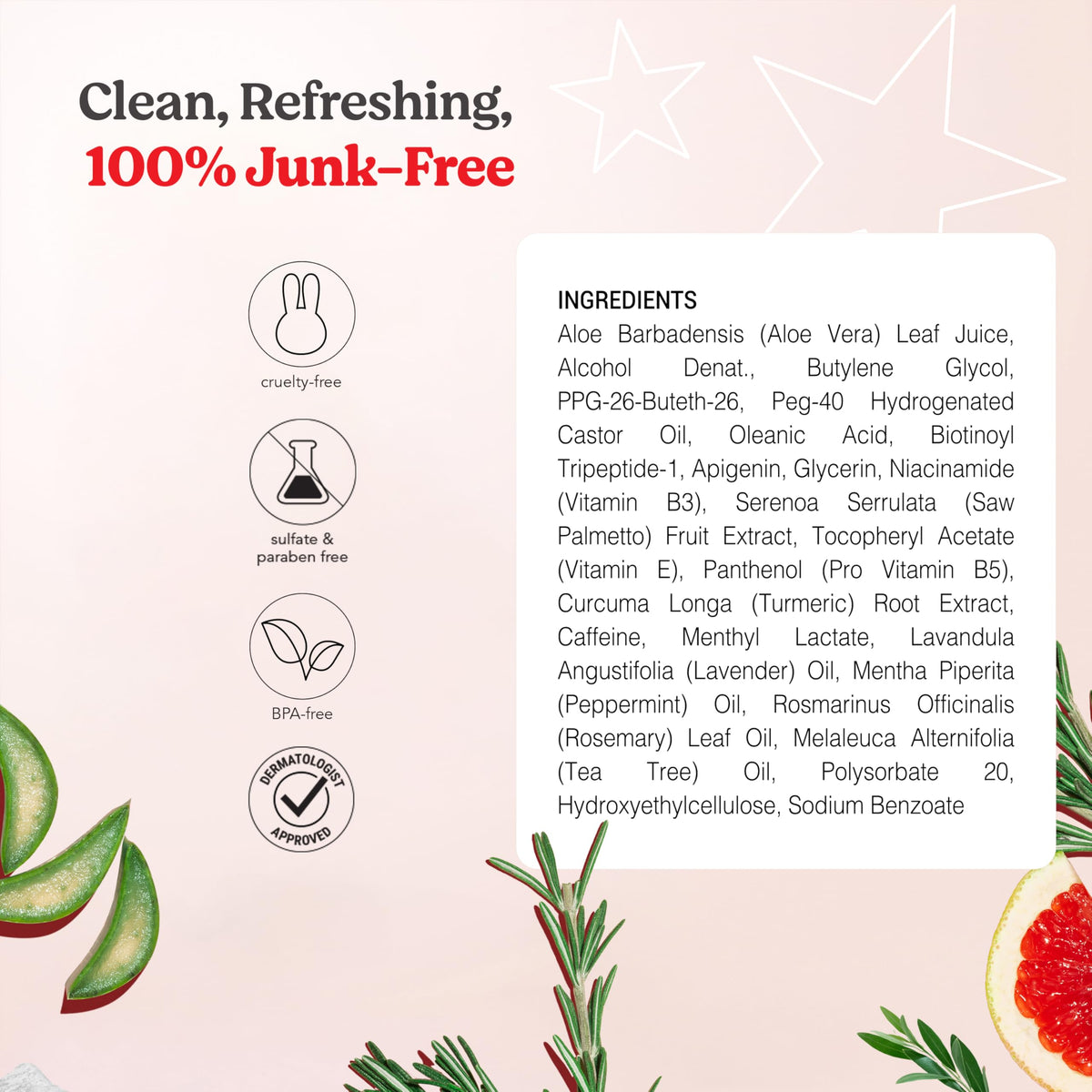 HAIRtamin bottle beside botanical ingredients illustrating plant-based formulation