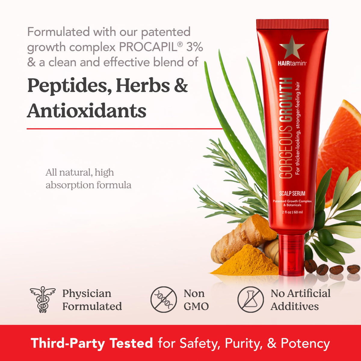 HAIRtamin serum texture on hand highlighting lightweight, non-greasy finish