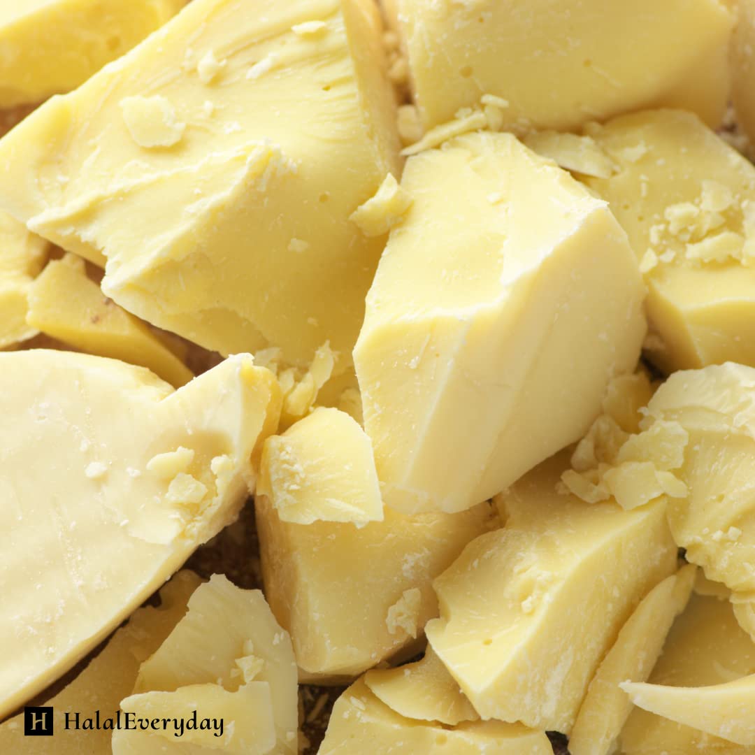 HalalEveryDay cocoa butter chunks close-up showing natural texture and purity benefit