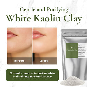 HalalEveryday close-up of fine white kaolin clay texture for smooth formulations