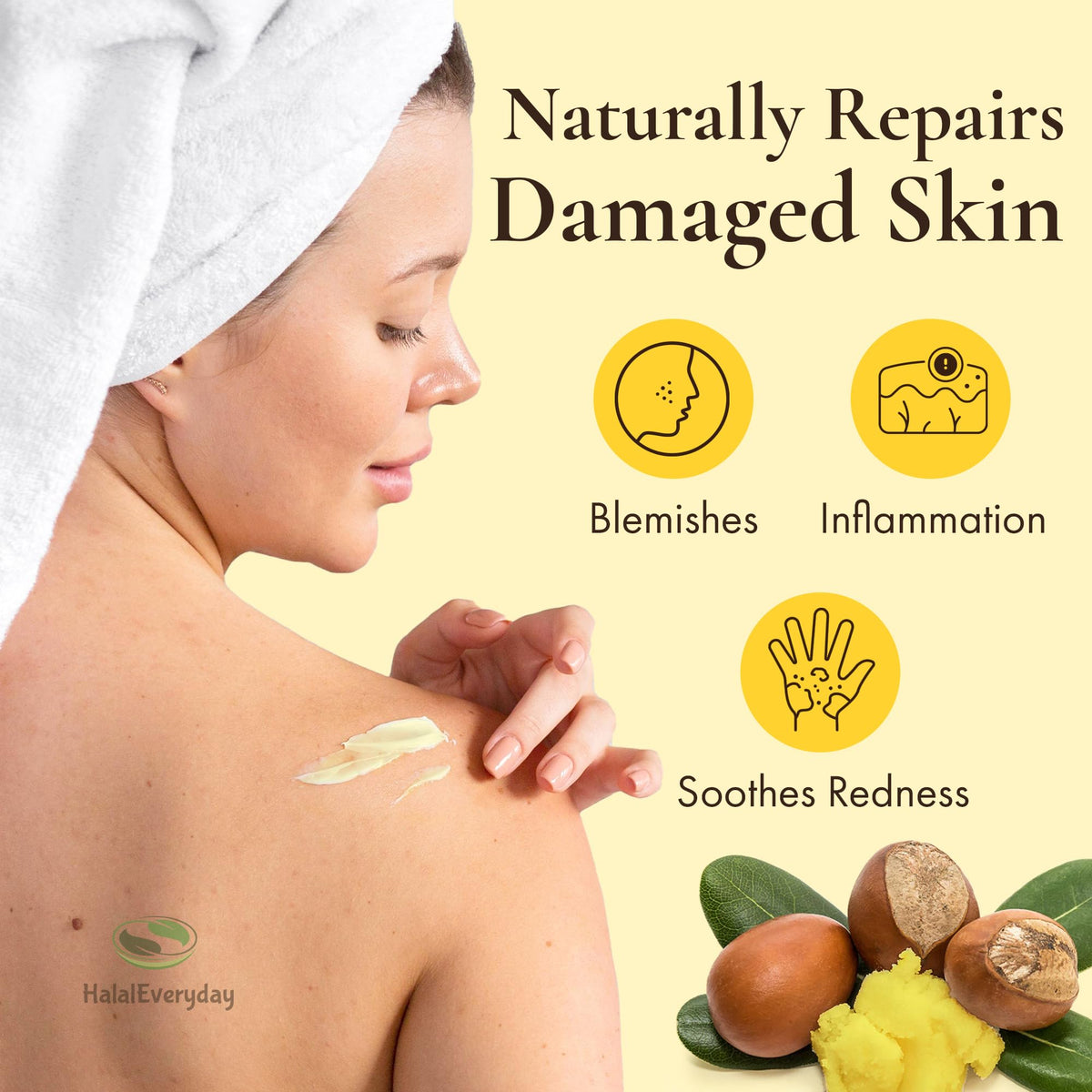 HalalEveryDay spread of shea butter on skin showing smooth moisturized finish