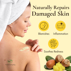 HalalEveryDay spread of shea butter on skin showing smooth moisturized finish