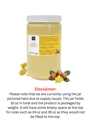 HalalEveryDay open jar showing raw yellow shea butter texture and easy scoop