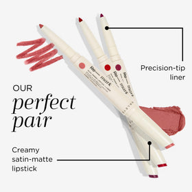 HALEYS Cupid lipstick texture swatch highlighting creamy satin-matte finish