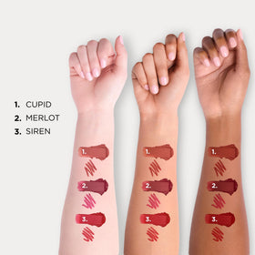 HALEYS Cupid swatches on arm under varied light to show true shade