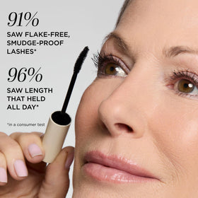 HALEYS mascara in hand to show size and easy everyday use
