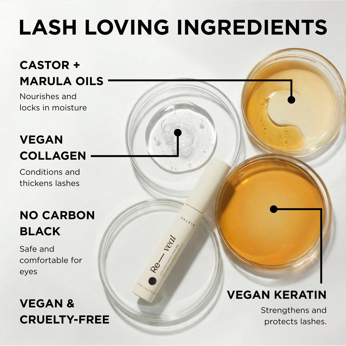 HALEYS mascara applied on eyes in lifestyle photo for natural curl