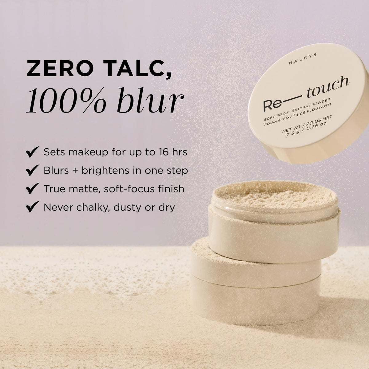 HALEYS open sifter detail highlighting easy dispensing benefit