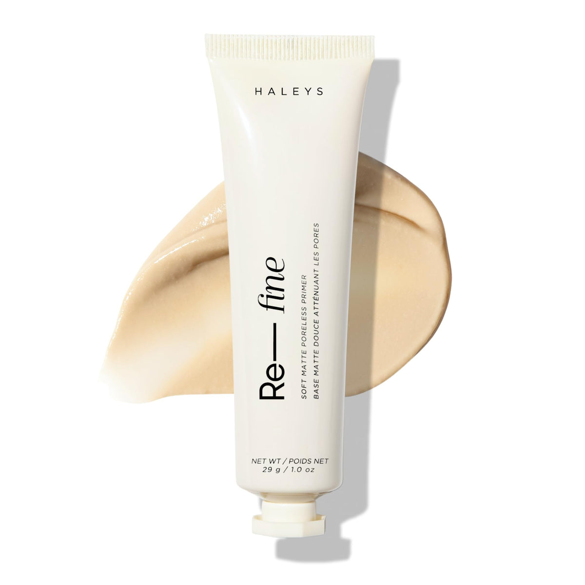 HALEYS primer front packaging showing clean matte tube and product benefit