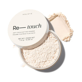 HALEYS jar front view showing translucent loose powder and convenience