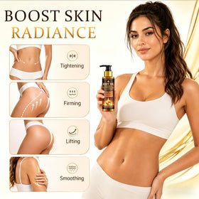 Halldeli application on thigh demonstrating massage technique for firmer appearance