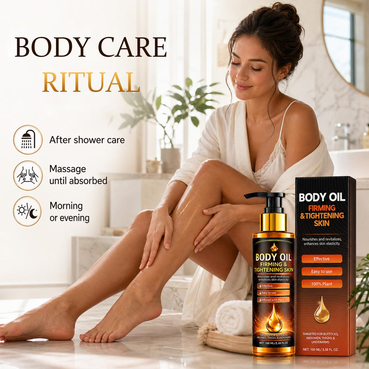 Halldeli lifestyle bathroom routine showing post-shower use for hydrated skin