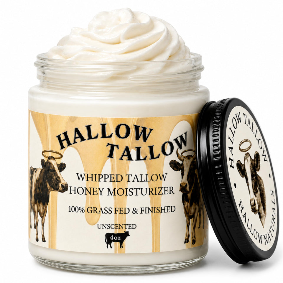 Hallow Naturals front jar view showing clean packaging and 4oz size benefit