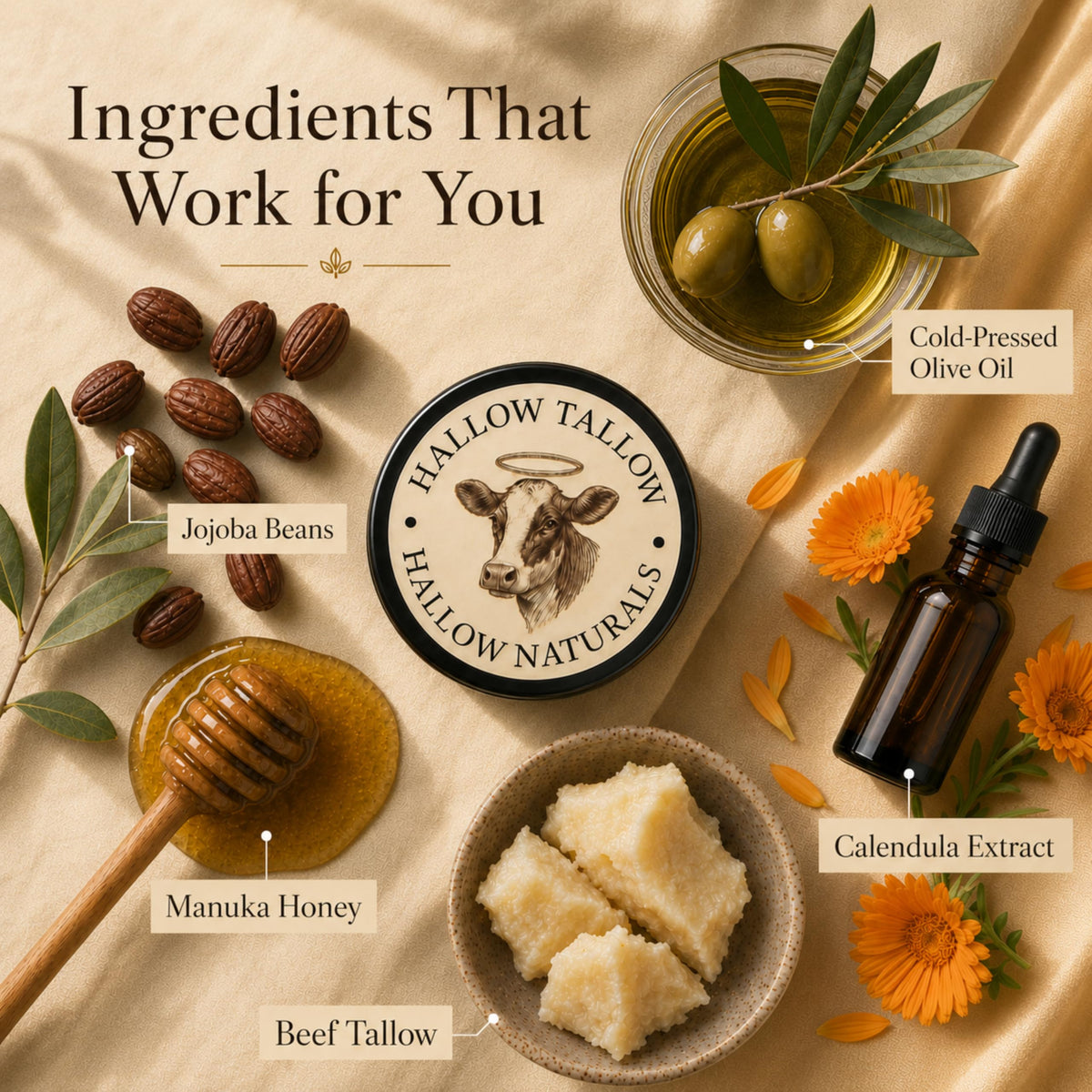 Hallow Naturals jar on bathroom counter in lifestyle setting showing daily use
