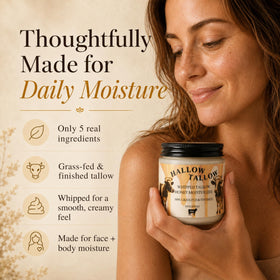 Hallow Naturals whipped texture close-up showing airy balm and easy absorption