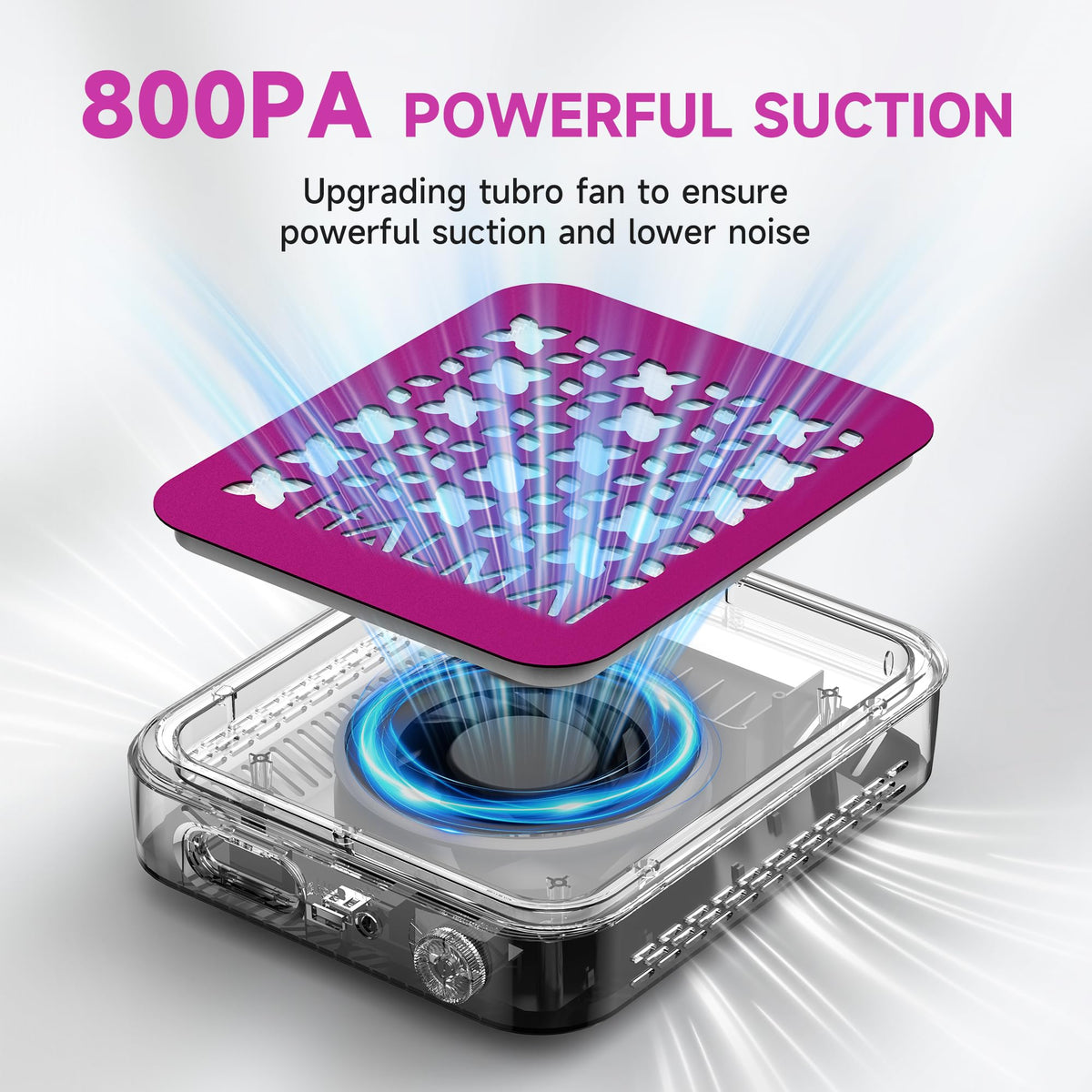HALMAI open filter compartment highlighting washable HEPA filter and maintenance ease