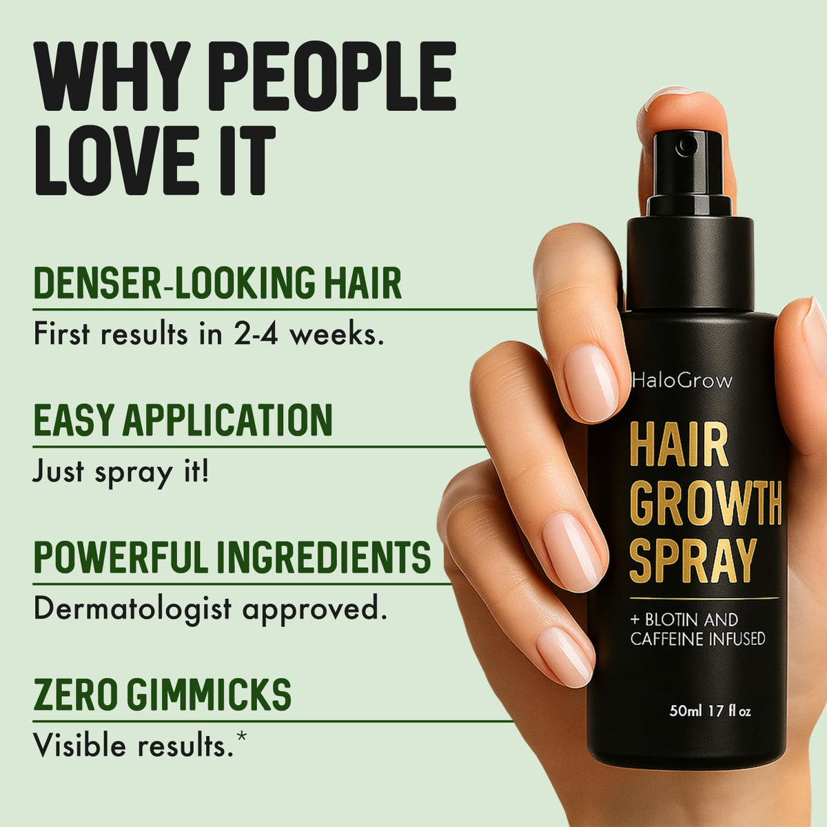 HALOGROW serum texture drop demonstrating lightweight absorbent feel