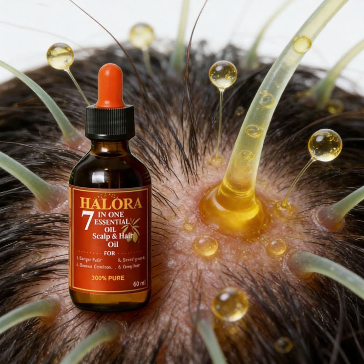 HALORA OIL bottle size comparison illustrating true product scale