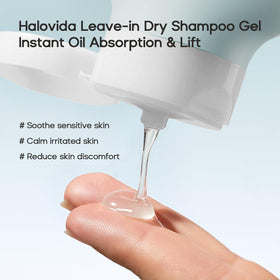 HALOVIDA gel being rubbed on hands to demonstrate quick transparency and easy use