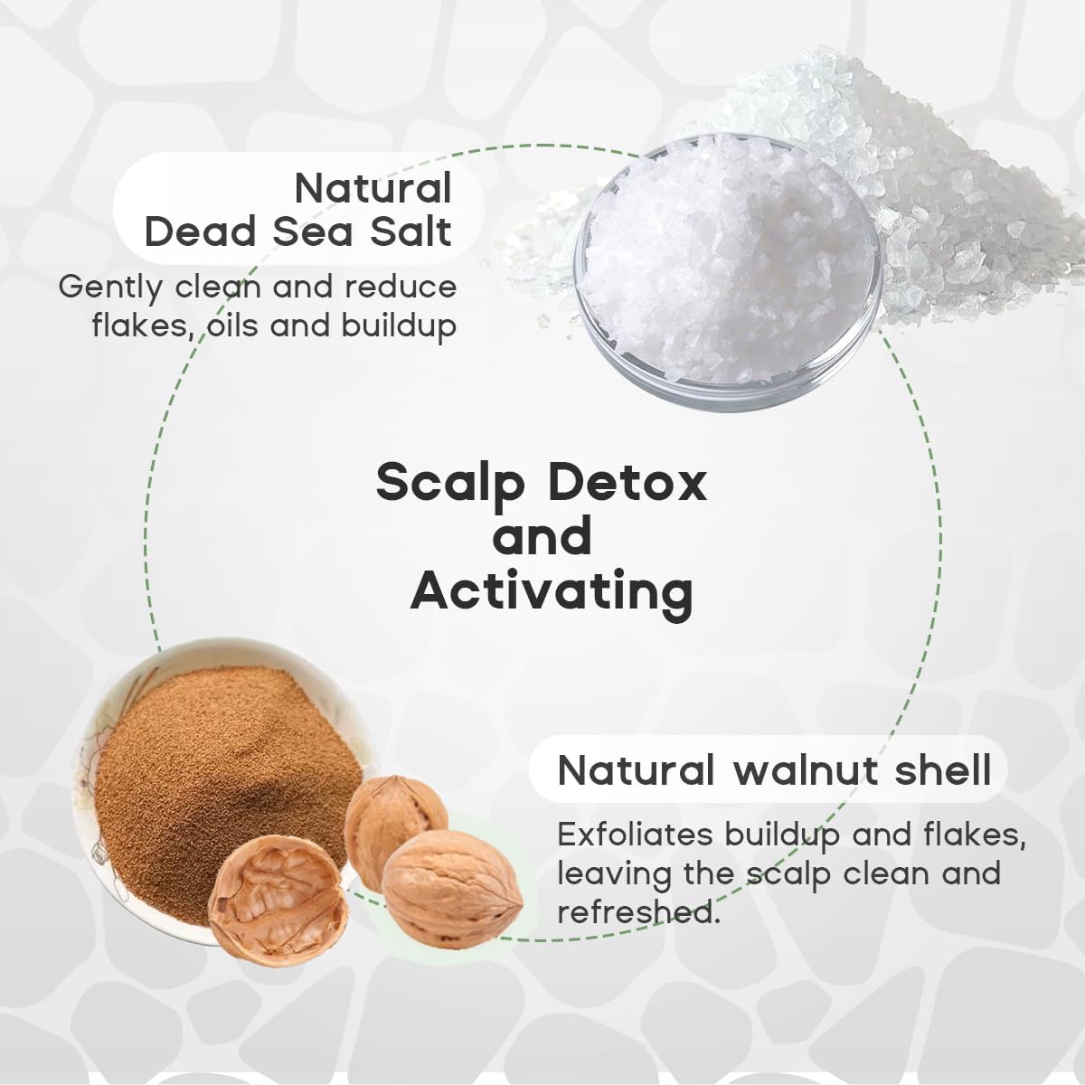 HALOVIDA applying scrub to wet hair for a soothing massage