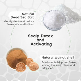 HALOVIDA applying scrub to wet hair for a soothing massage