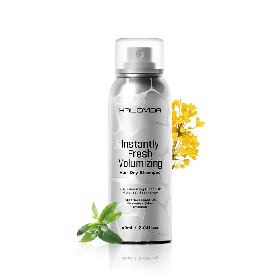 HALOVIDA front packaging showing travel size can and branding benefits