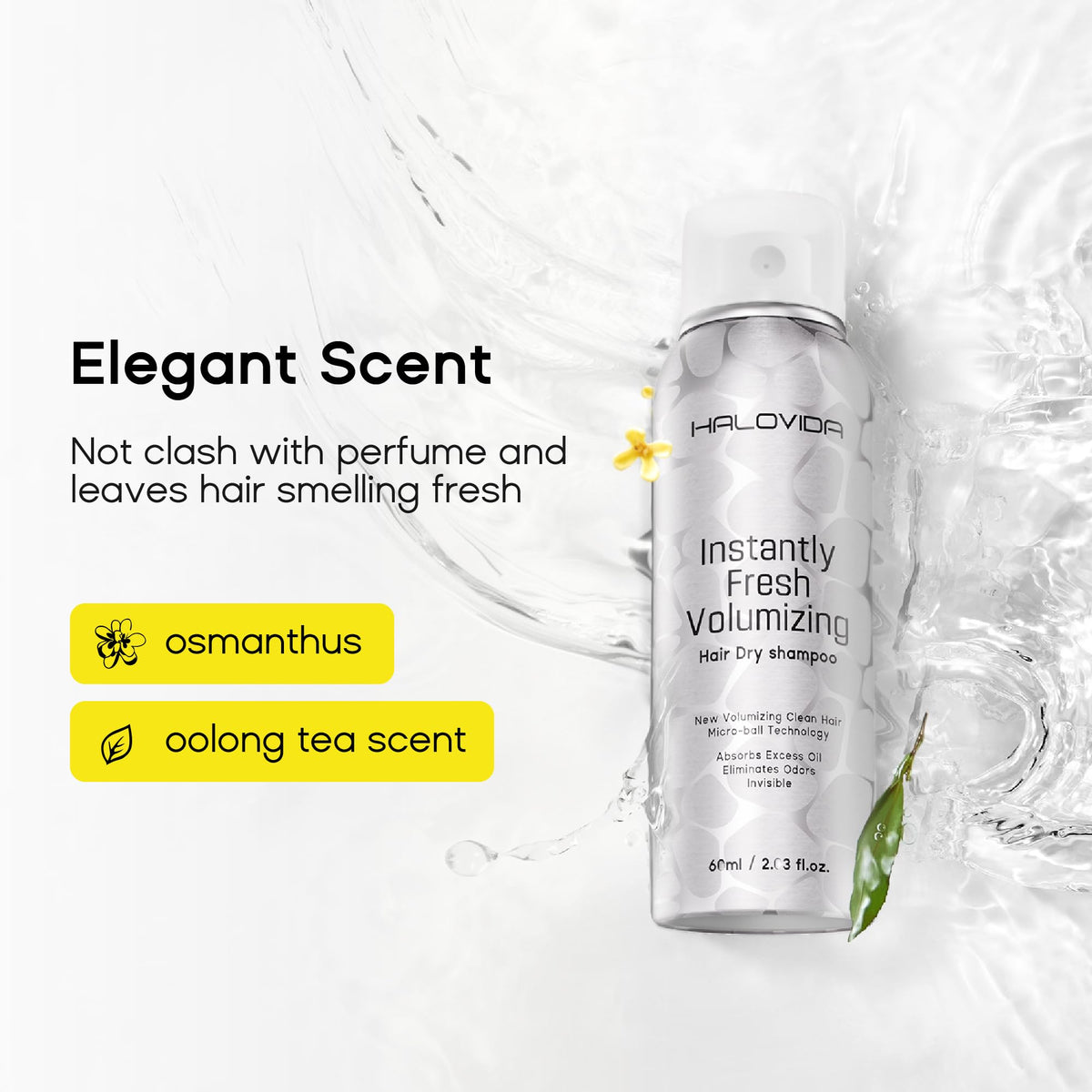 HALOVIDA label close-up listing Panthenol and Vitamin E benefits