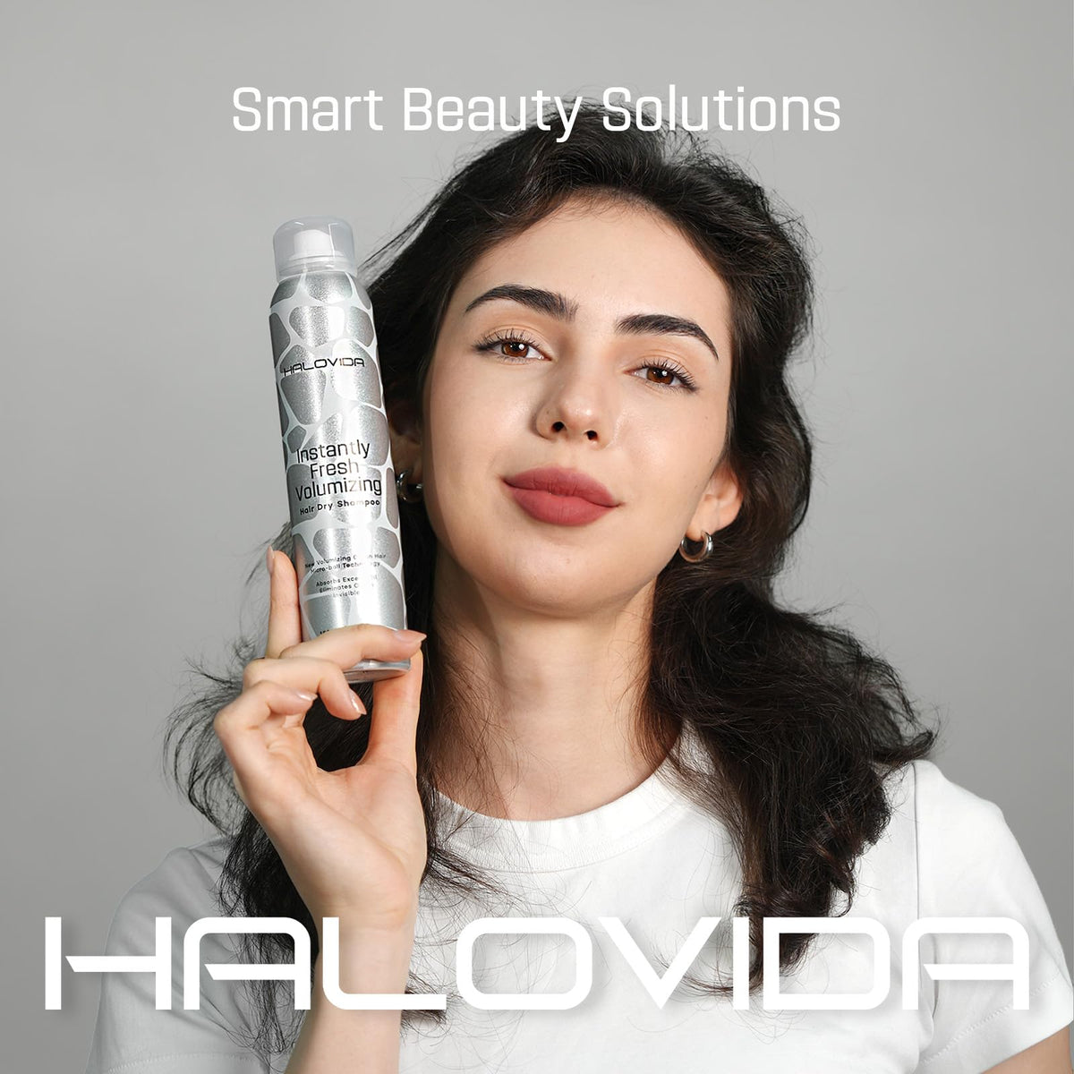 HALOVIDA close-up on hair with no white residue for confidence