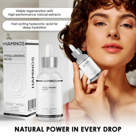 HAMINOS bottle on bathroom vanity lifestyle scene conveying daily routine compatibility