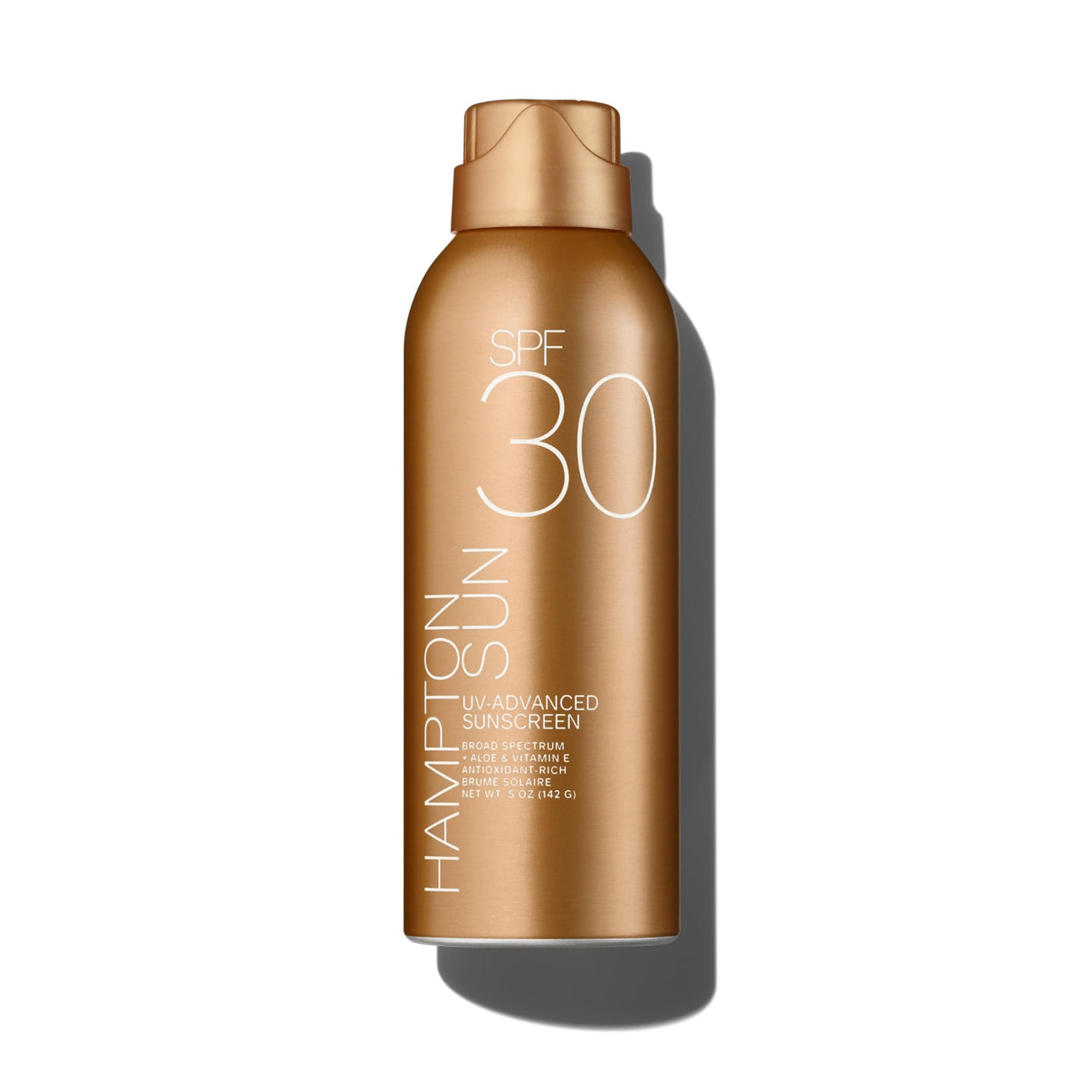 Hampton Sun front packaging showing SPF 30 and clear mist benefits
