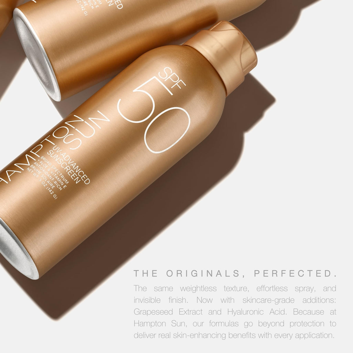Hampton Sun mist texture close-up demonstrating clear non-greasy finish