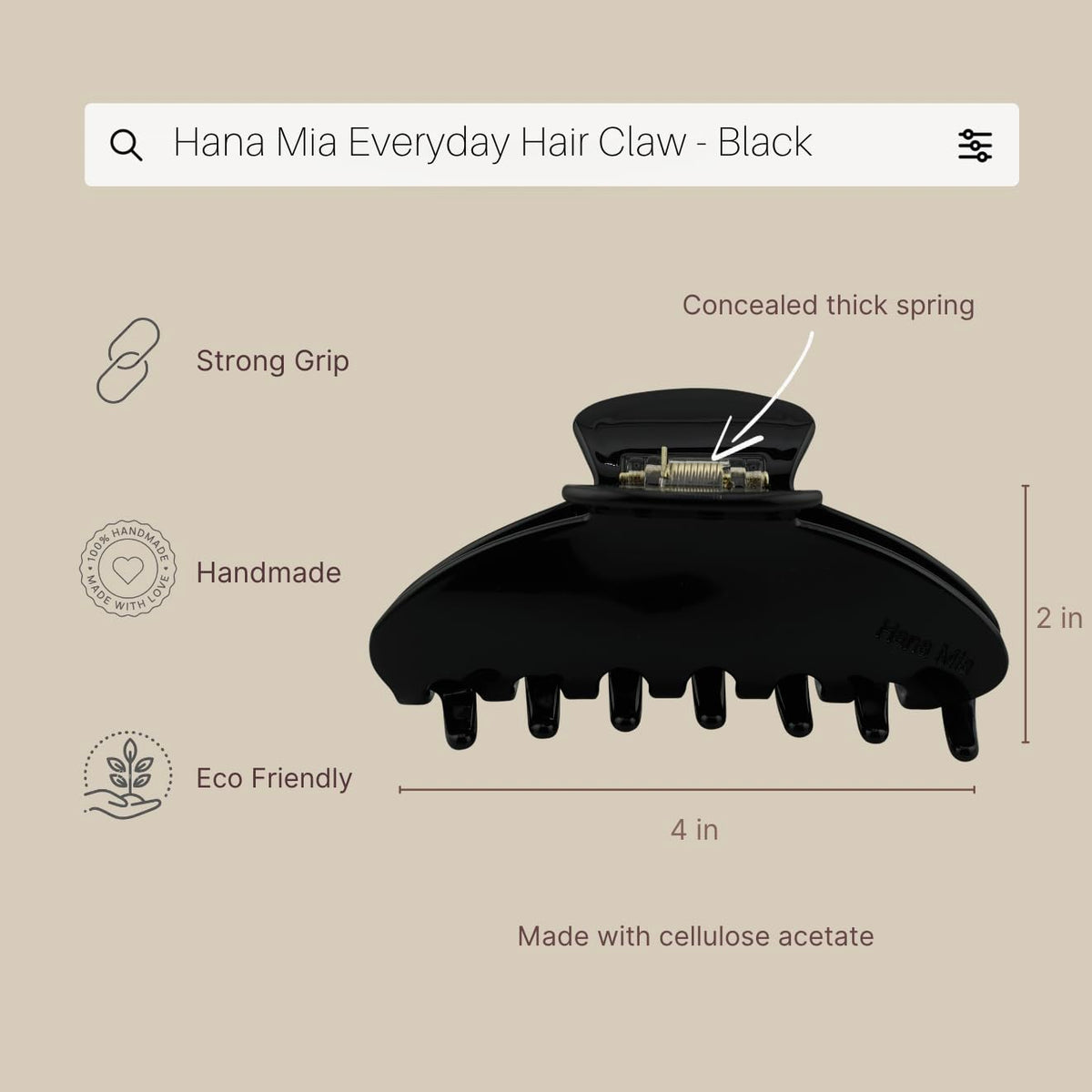 Hana Mia clip securing long hair in a pony for all-day confidence