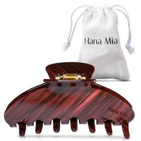 Hana Mia front view of burgundy clip showing elegant shape and glossy finish for polished styles