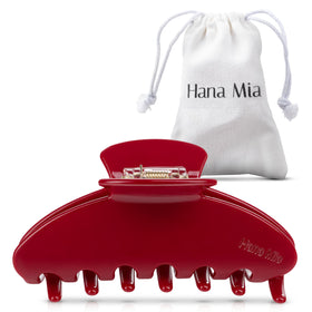 Hana Mia red claw clip front view showing glossy acetate and secure hold