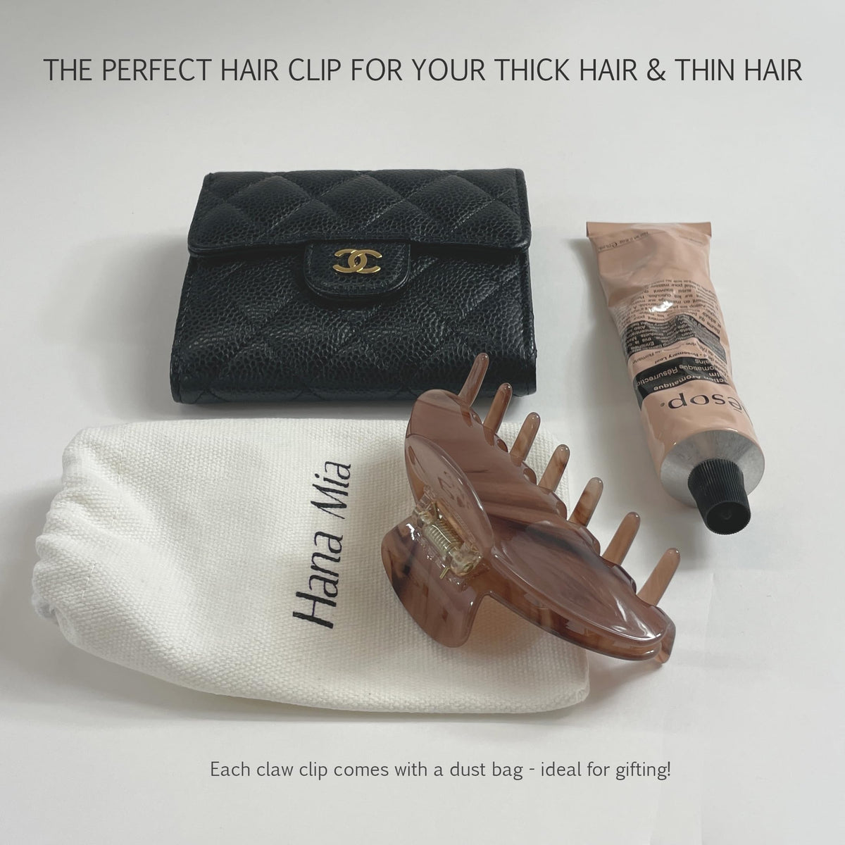 Hana Mia clip paired with carrying bag for travel convenience and protection