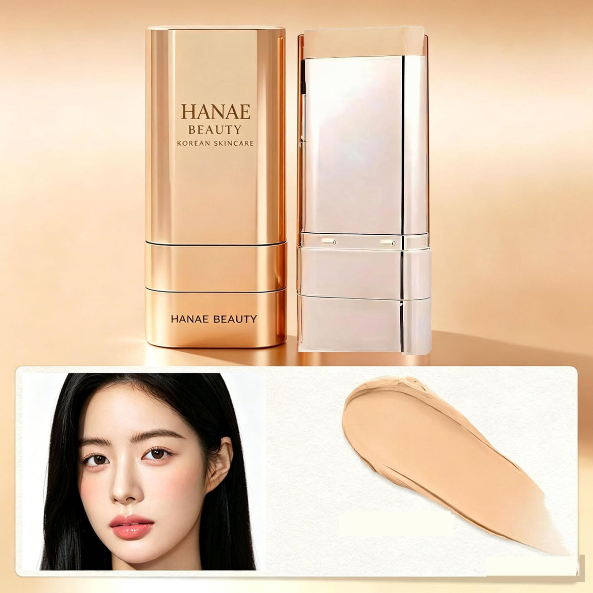 Hanae Beauty cream texture swatched on arm, demonstrates blendable coverage benefit