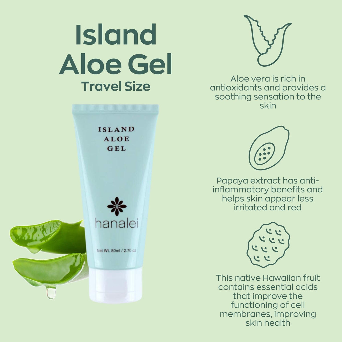 Hanalei gel being dispensed showing lightweight, non-greasy feel