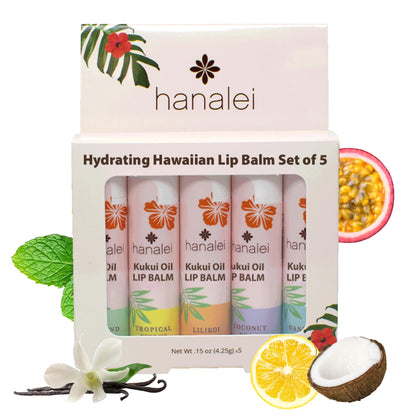 Hanalei front packaging showing five-tube variety pack for convenient hydration