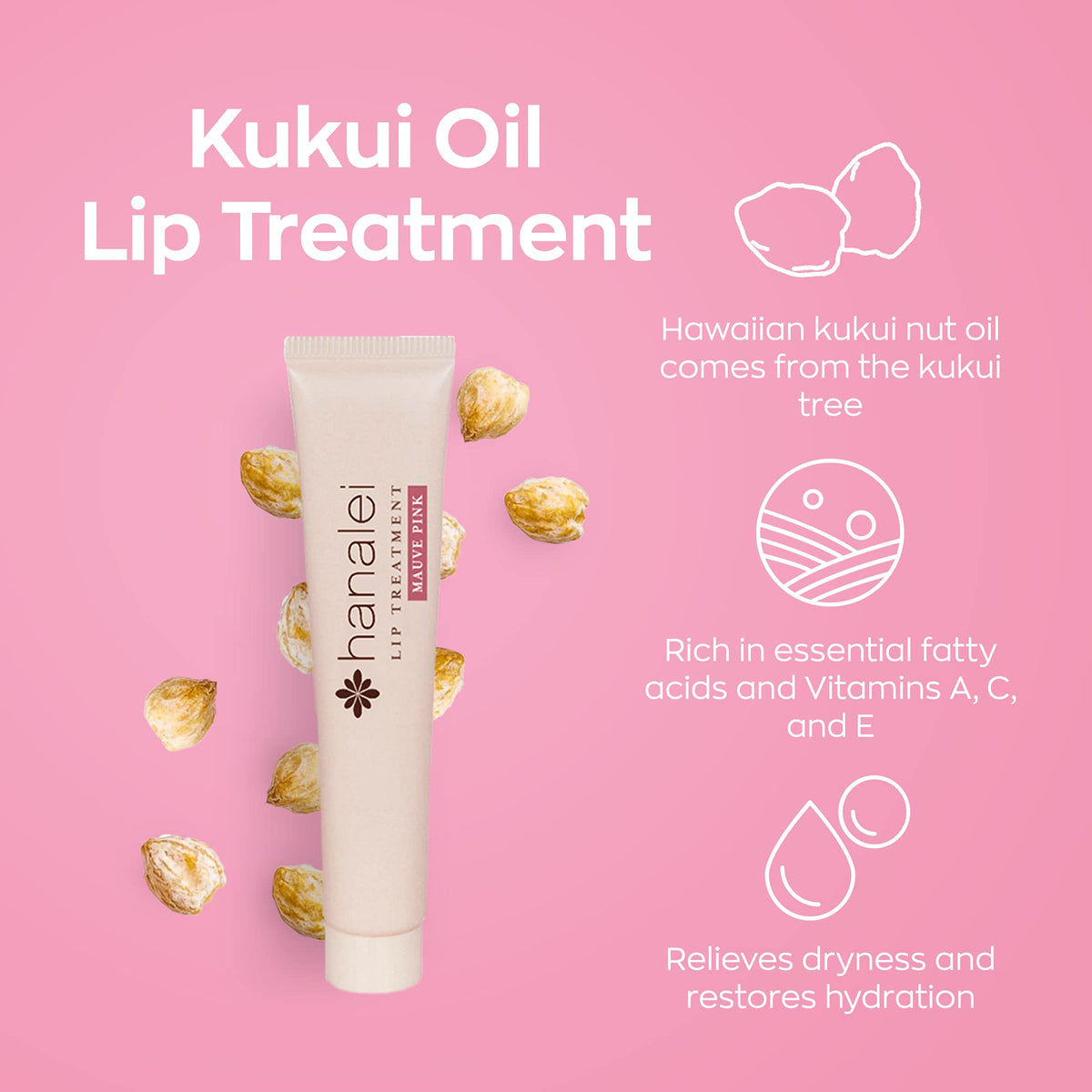 Hanalei kukui nut oil ingredient visual highlighting natural nourishing benefits