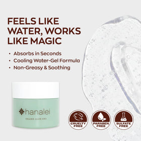 Hanalei jar open top view revealing cooling aloe gel inside