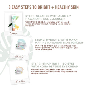 Hanalei eye cream styled on bathroom shelf conveying everyday skincare routine