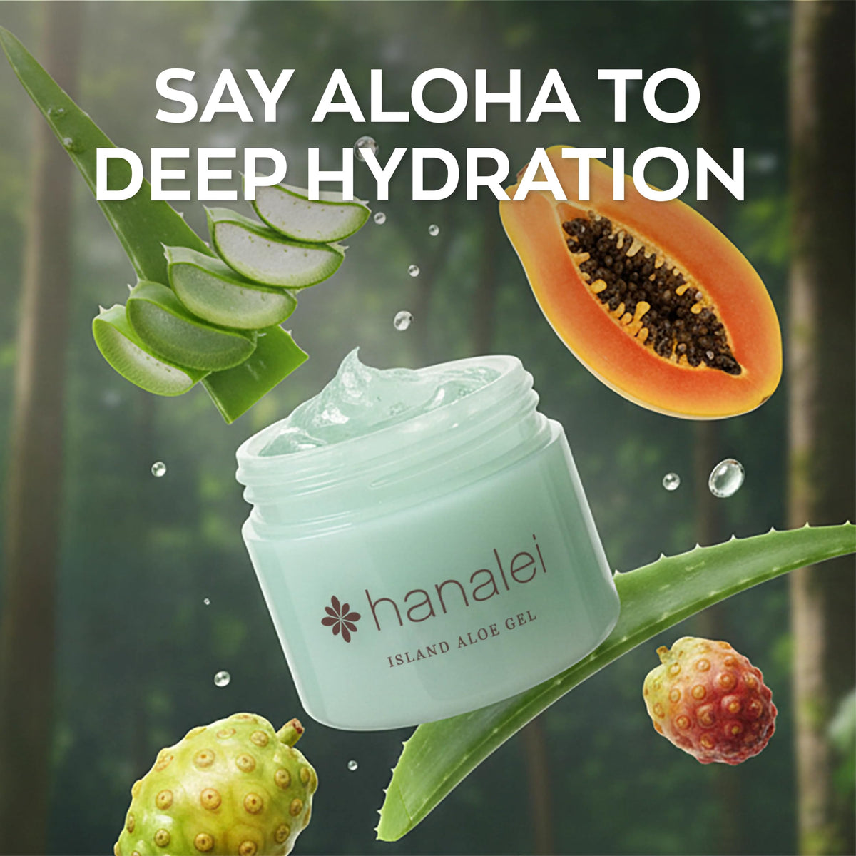 Hanalei jar next to hand showing 100g size and portable convenience