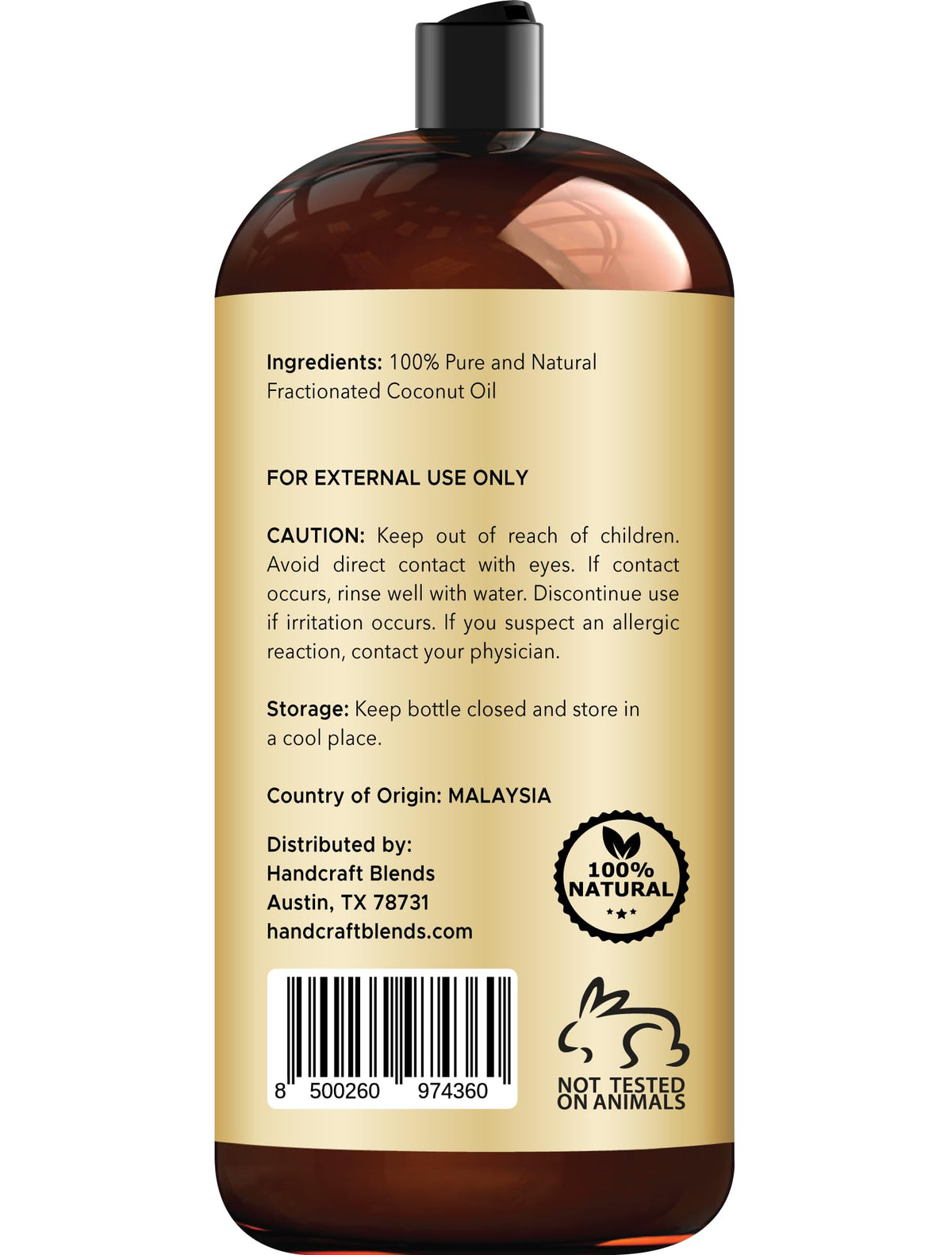 Handcraft Blends cap and label detail highlighting ingredients list