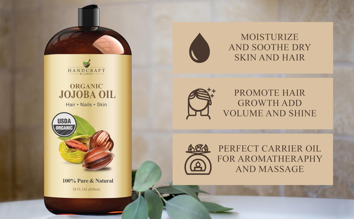 Handcraft Blends pouring oil into hand demonstrating absorbent benefit
