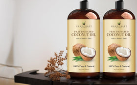 Handcraft Blends bottle beside common objects showing 28 fl oz scale