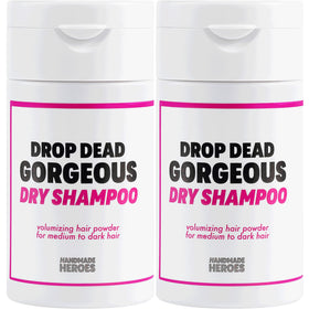 Handmade Heroes front packaging showing natural dry shampoo and benefits